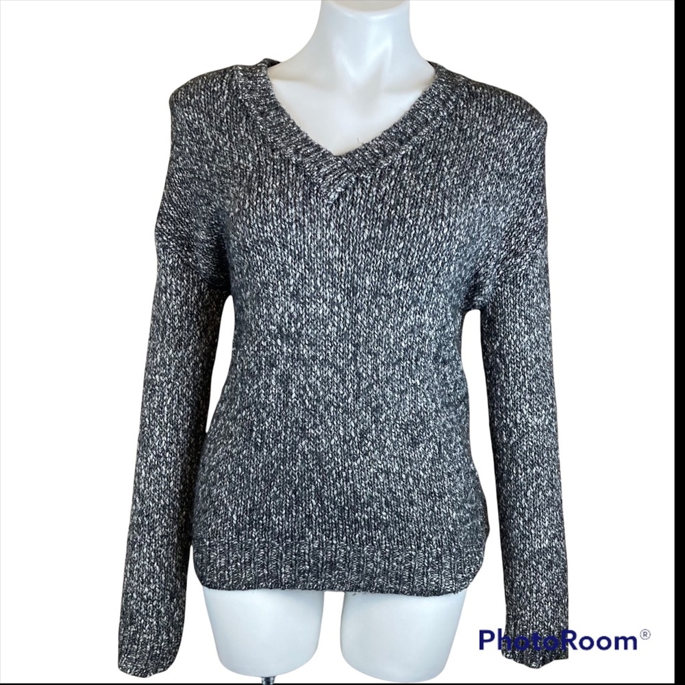 THEORY Parkland Slouchy Cotton & Wool Sweater In Lead Melange Size S - Picture 4 of 10